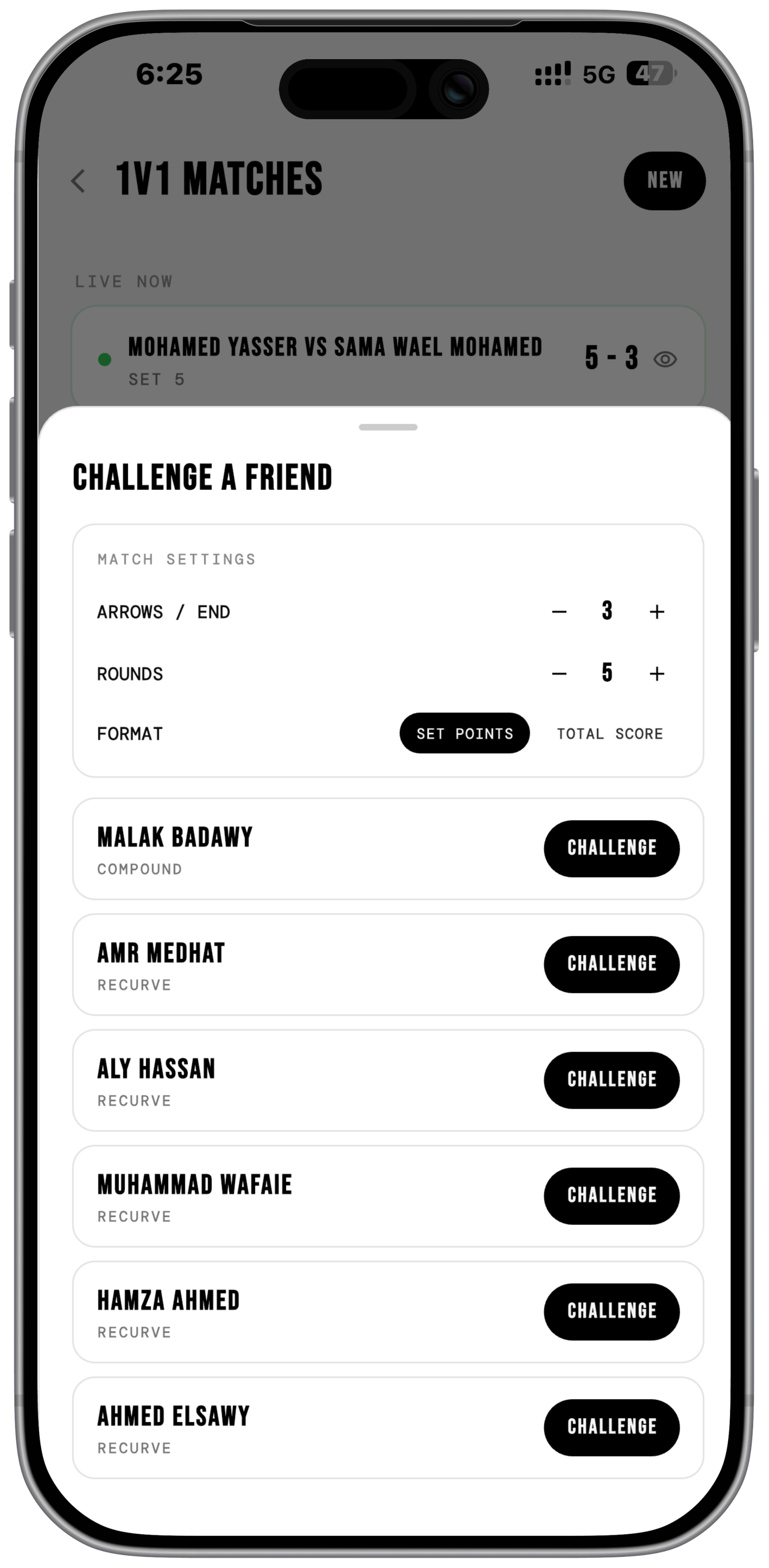 Challenging a friend to an Aimring 1v1 match