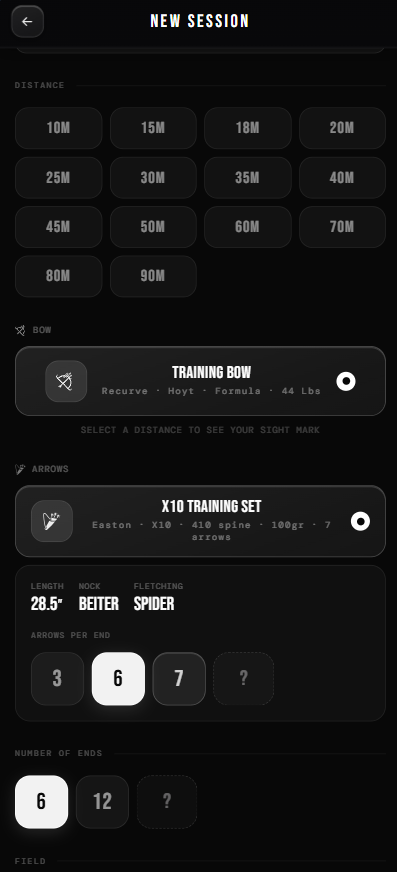 Session setup details